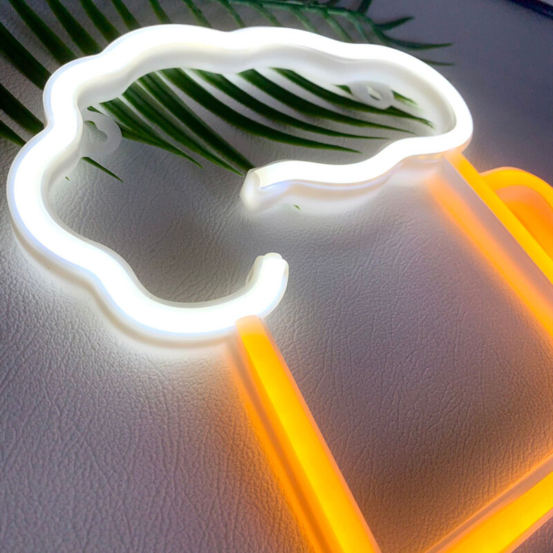 Lampu Neon LED restoran bir dekorasi, lampu hias ruang USB + baterai lampu malam pernikahan pesta liburan terbuka