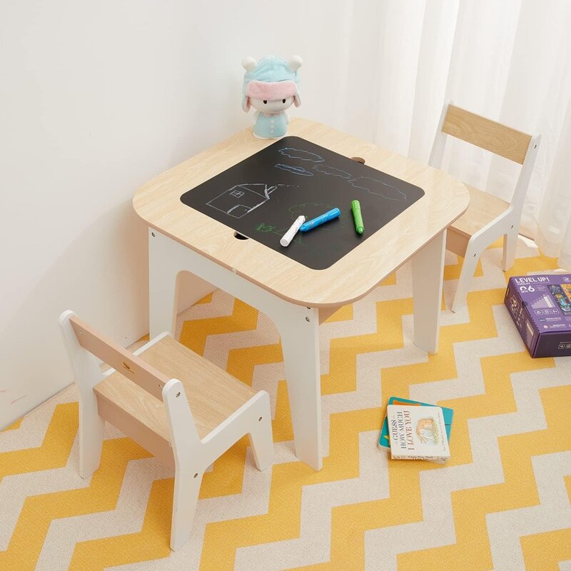 子供の学習テーブルと椅子セット、子供の学習に最適、白いアクティビティテーブル