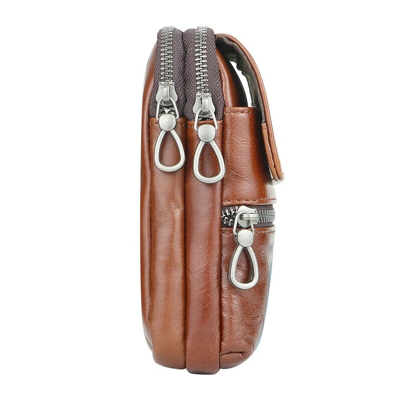 Royal Bagger Genuine Leather Outdoor Travel Waist Packs, Retro Men's Mobile Phone Bag with Belt 1714
