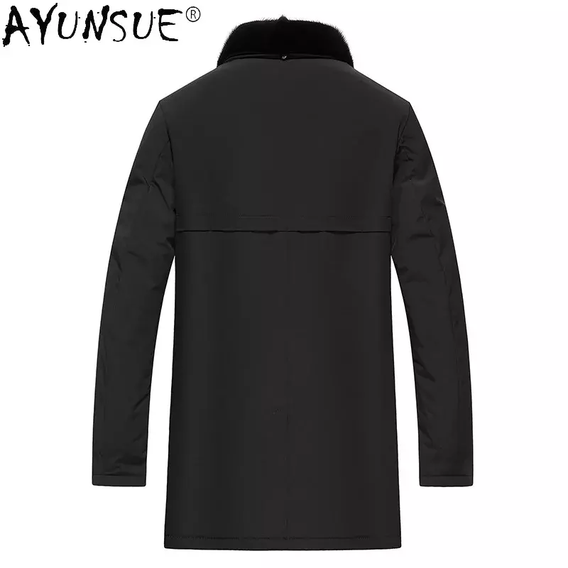 Ayunsue-男性用の本物の毛皮のコート,秋冬用の本物の毛皮のコート,男性用のカジュアルな小さなコート