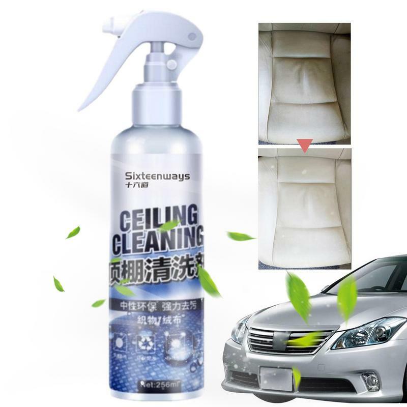 Limpiador de asientos de coche de tela, limpiador de techo de cuero rociable para interiores de coche, limpiador de asientos de coche multiusos, 256ml