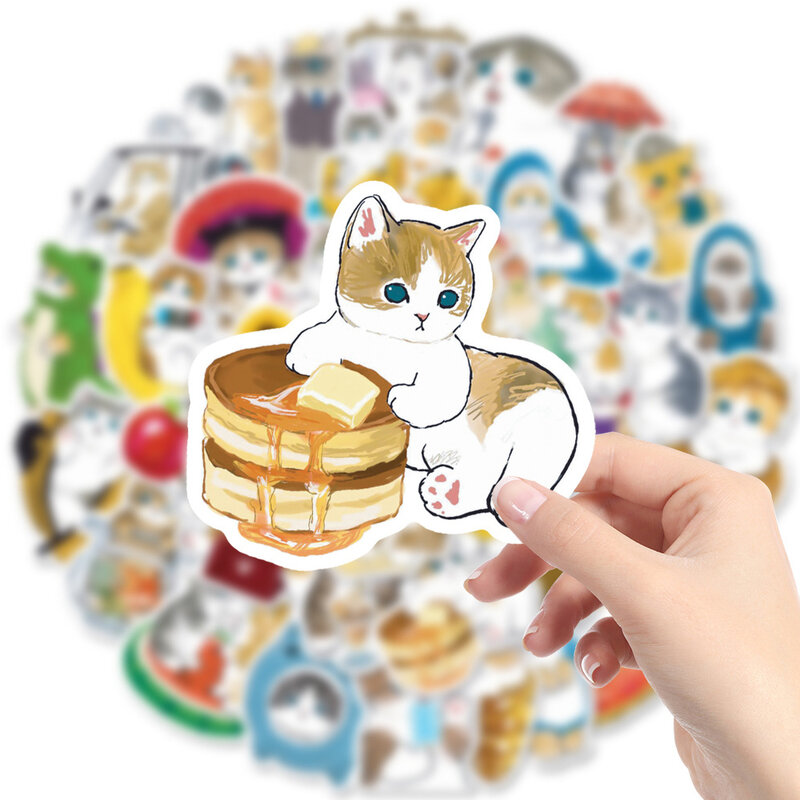 귀여운 고양이 만화 미적 스티커 10/30/100 개, 귀여운 동물 데칼 노트북 전화 노트북 일기 장식 스티커 어린이 장난감