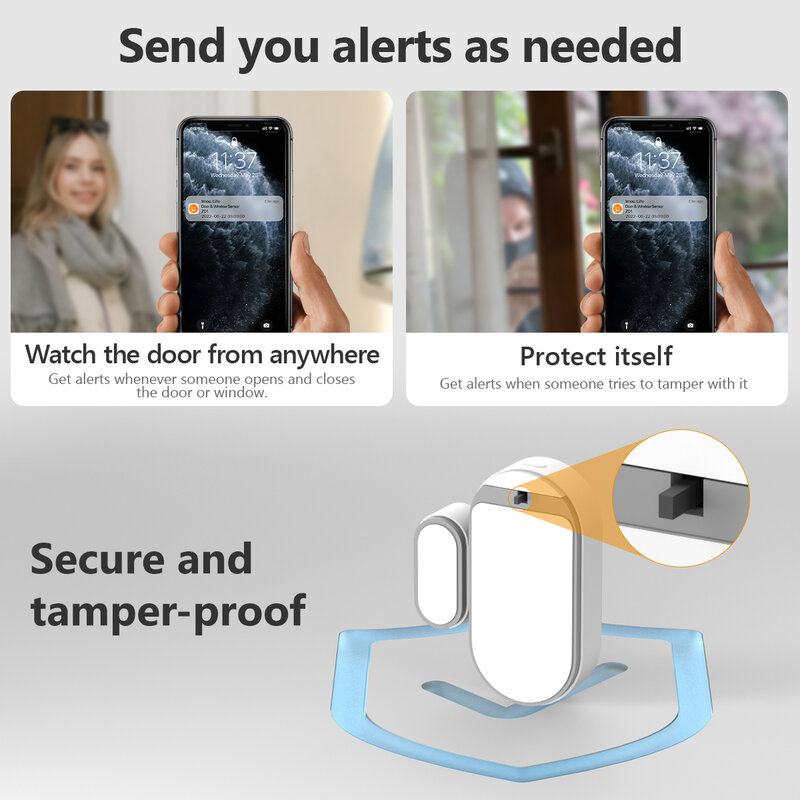 IMOU-Sensor inteligente de porta e janela WiFi, Zigbee 3.0, Proteção de segurança doméstica, 2 anos de bateria, notificação em tempo real, inviolável