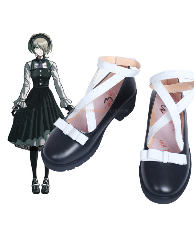 Cosplay para danganronpa, sapato preto feito sob encomenda para cosplay de kirumi tojo