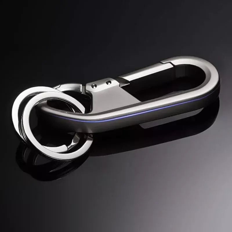 Porte-clés de voiture en métal pour hommes et femmes, anneau de taille suspendu, porte-clés à la mode avec deux anneaux