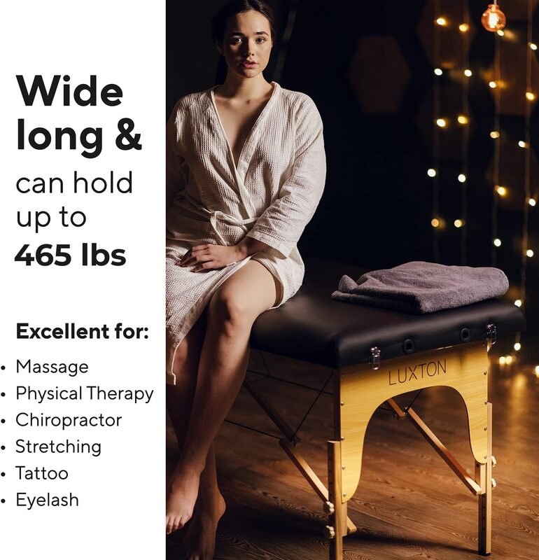 Table de massage Luxton Home en mousse de qualité supérieure, installation facile, pliable et portable, étui de transport