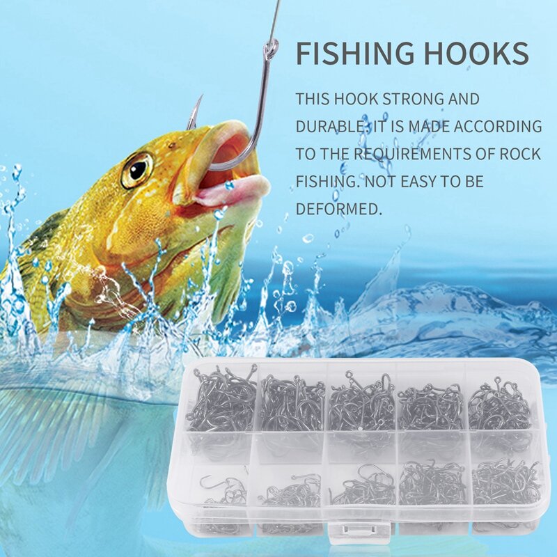 600 Pcs/Box Fishing Hooks Stuff High Carbon Steel Catfish Circle Hooks Mixed Size Barbed Jig Hook Tackle For Saltwater