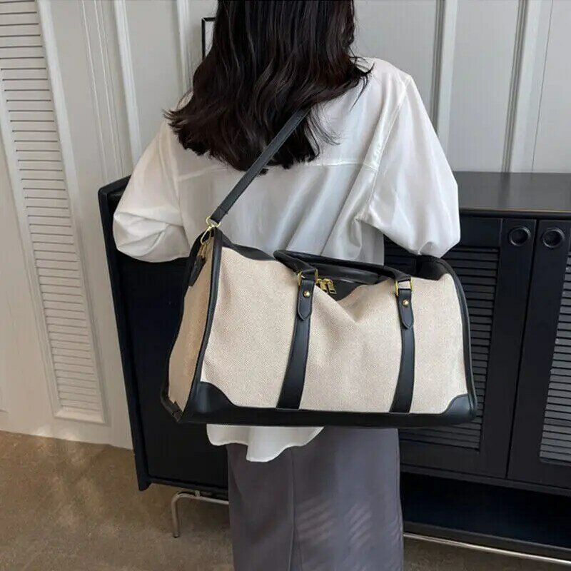 ISKYBOB-Sac à main de rangement de voyage pour femme, sac à bagages de fitness vintage, sac à bandoulière lancé unique, grand sac en cuir PU en nylon, 2023