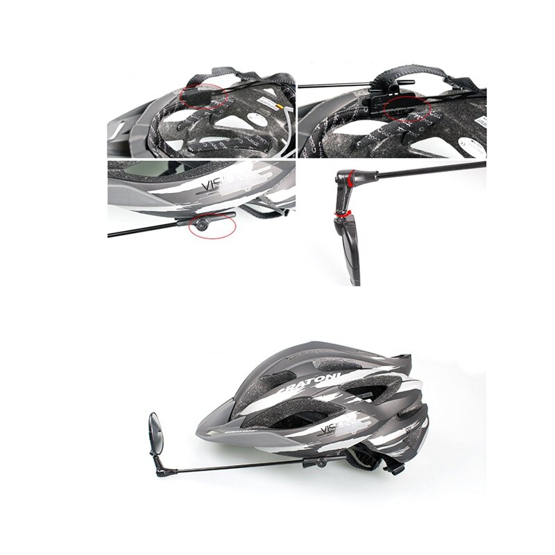Kaca helm sepeda, 2 buah kaca spion sepeda ringan dapat disesuaikan 360 derajat untuk promosi bersepeda