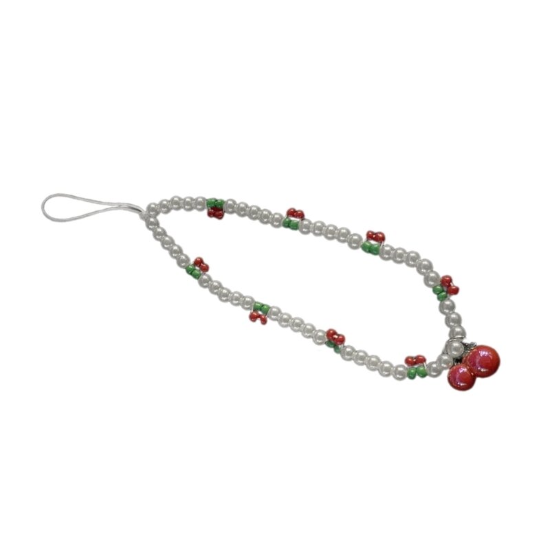 Porte-clés mignon en forme nœud perlé, breloque téléphone en forme Fruit, 124A