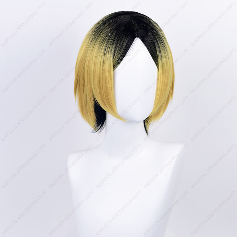 Wig Cosplay Anime Kenma Kozume 33cm Wig pendek kulit kepala gradien celup rambut sintetis tahan panas