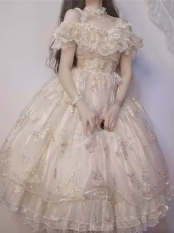 Женское винтажное платье миди в стиле «лолита»