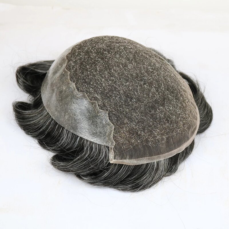 System włosów dla tupecik dla mężczyzn ludzkich włosów męska peruka Q6 szwajcarska koronka PU System wymiany peruka jednostka męska peruka niewidzialna linia włosów
