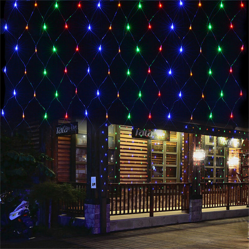 1.5x1.5M 3x2M 220V 110V LED Net Mesh Fairy String Light Garland Window Curtain Christmas Fairy Light Wedding Party Holiday Light