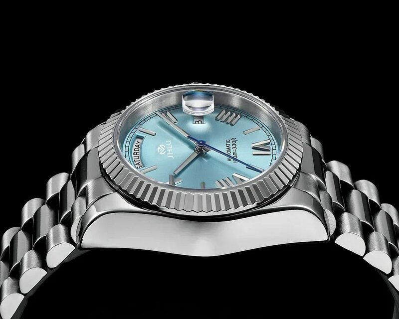 2024 Dag Date Heren Mechanica Horloges Luxe Meteoriet Textuur Wijzerplaat Automatisch Horloge Voor Mannen Saffier Glazen Klok Man Duiker Horloge