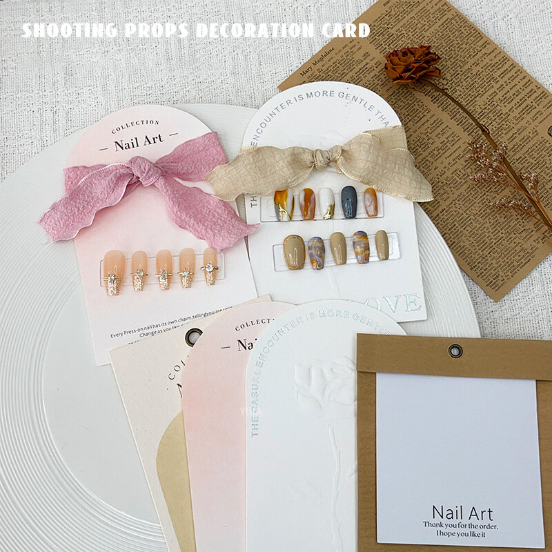 1PCS Handmade False Nail Design Swatch Show Card Manicure Sample Display Salon Press-On Nail Packaging Display With Tie Bags