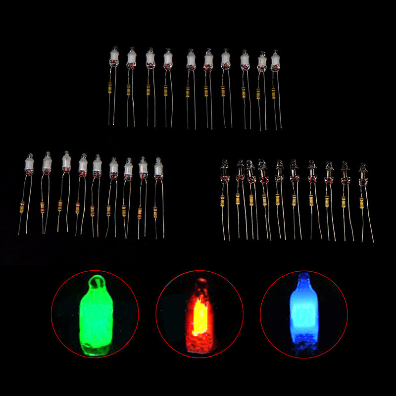 Bombillas de neón de 10 piezas, 4x10mm, 5x13mm, indicador de potencia principal con resistencia de 220V, rojo/azul/verde
