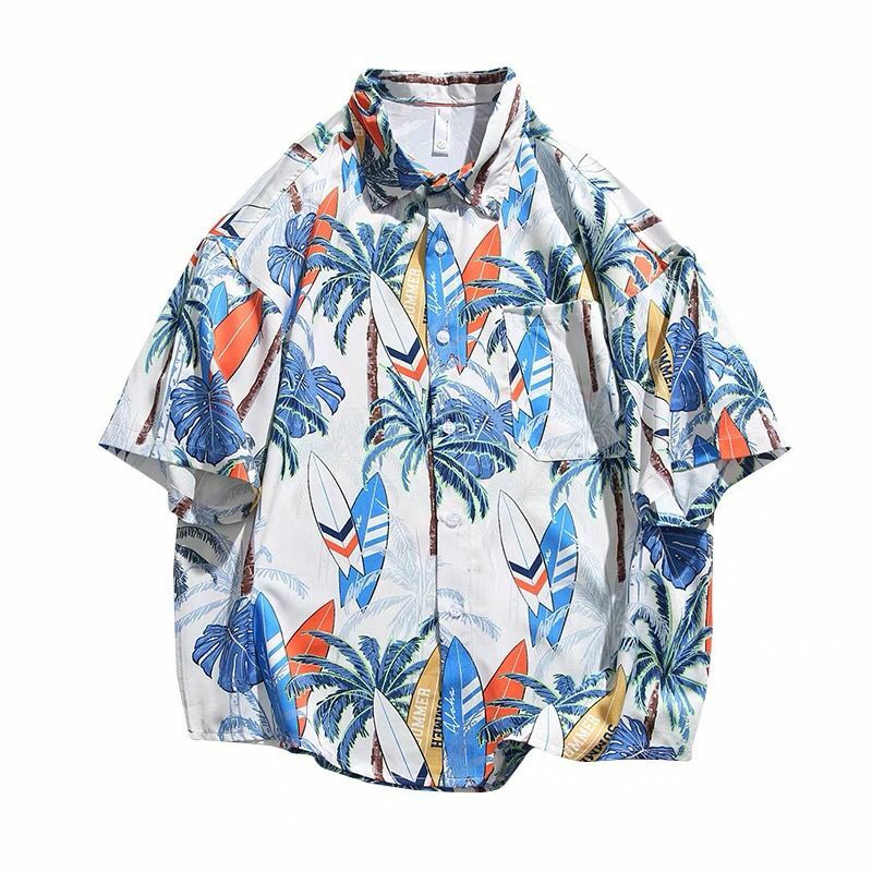 2023 Full Printed Hawaiian Short Sleeve Shirt Men Vintage Streetwear Fashion Men's Shirts Oversized Summer Male Top Shirt A45