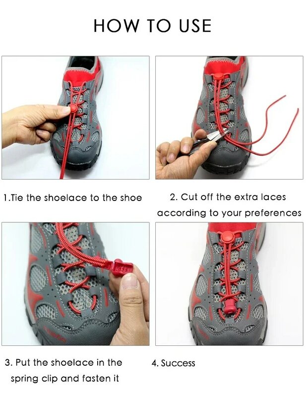 1Pair Elastic No Tie Shoe Laces Sneaker ShoeLaces Stretching Lock Lazy Laces Quick Rubber Round Shoelace Shoestrings 17 Colors