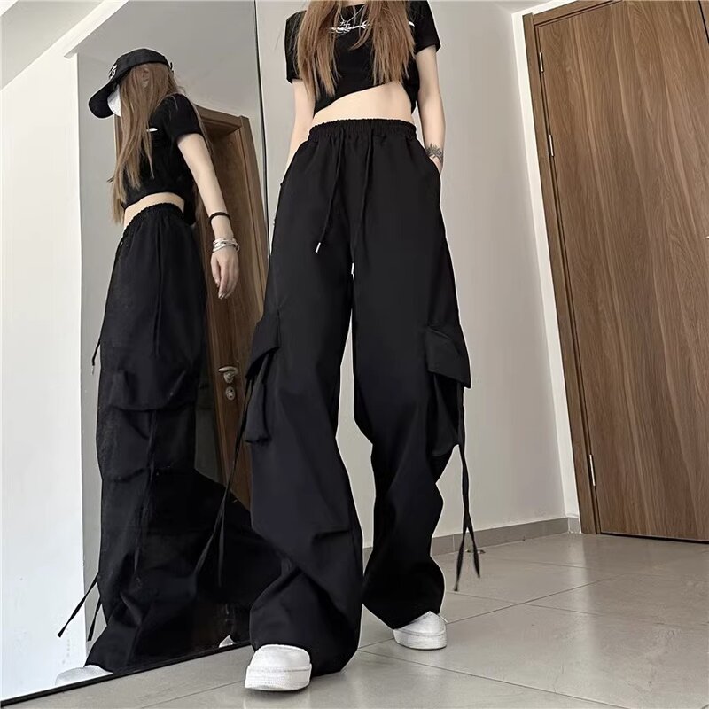 Kombinezony Retro damskie 2024 letnie spodnie z szerokimi nogawkami z wysokim stanem, zaprojektowane tak, aby czuć luźne spodnie do podłogi