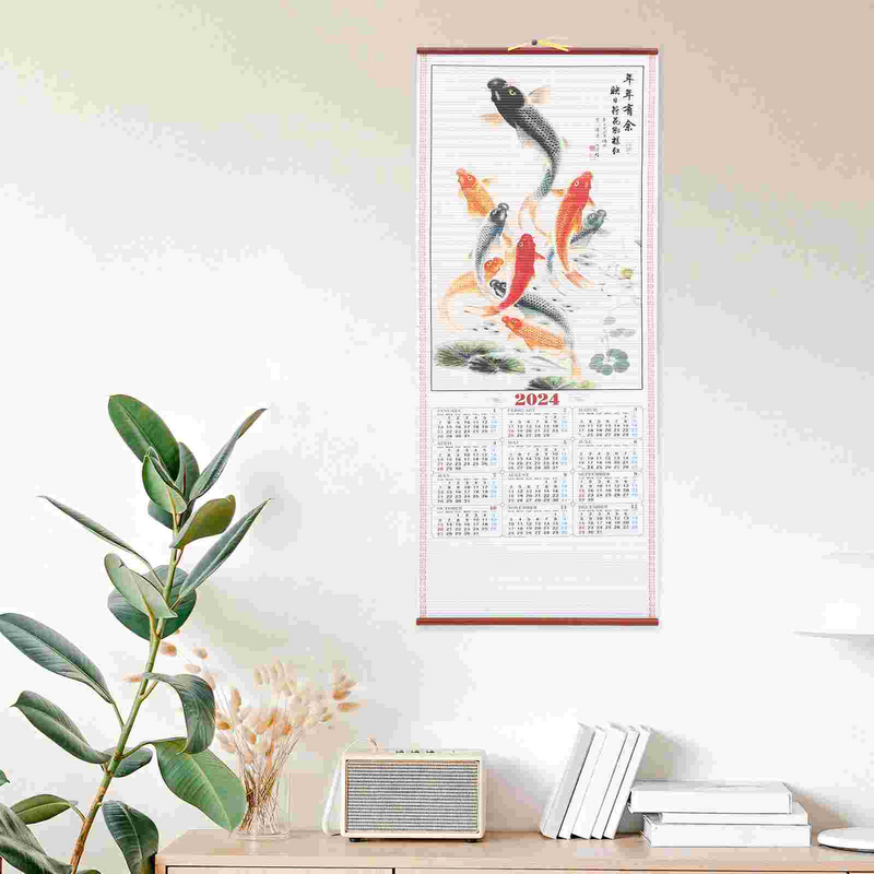Chinesischer Kalender Wandbehang Kalender für Jahr des Drachen Scroll Kalender Mondkalender