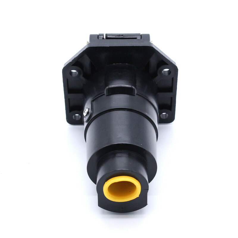 12V 7-Pin Round Trailer Plug 7 Way Socket Adapter Wiring Connector For American Auto Parts Black