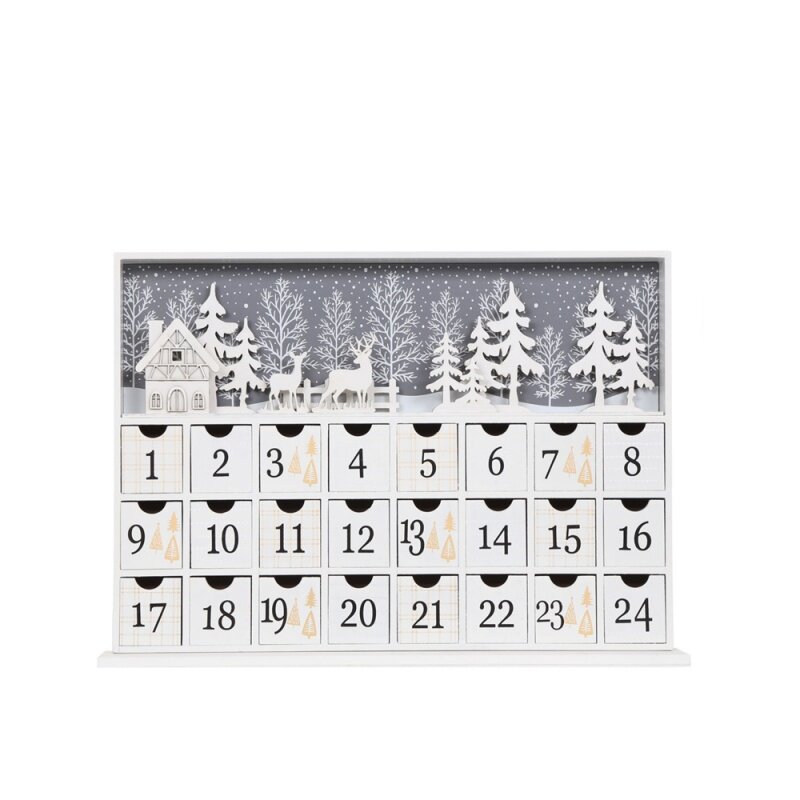 Customized productWooden White Advent Calendar Box for Chocolate with 24 Days Countdown Tabletop Decoration