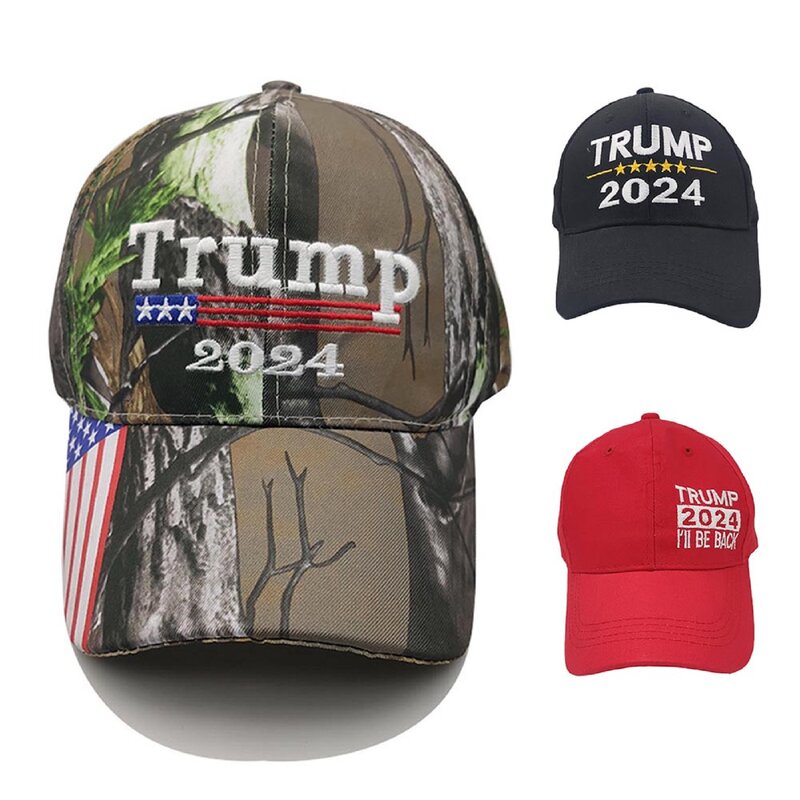 Шляпа Трампа 2024, шляпа Дональда Трампа, камуфляжная бейсболка, хлопковая Солнцезащитная американская Регулируемая вязаная шляпа