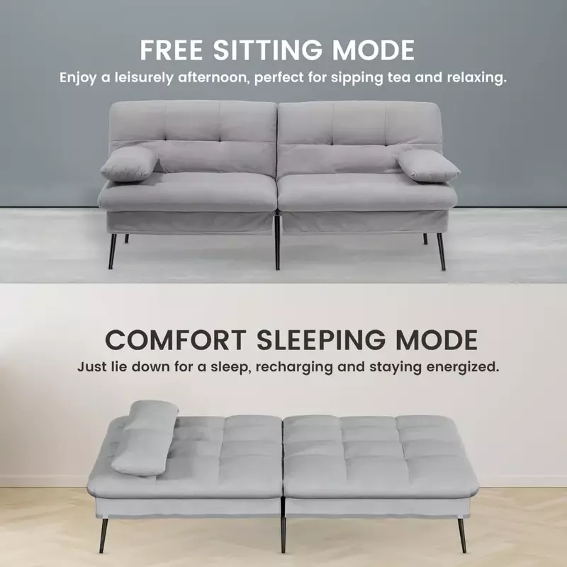 Divano letto convertibile, divano Futon in tessuto da 68 "con schienale regolabile per mobili da soggiorno