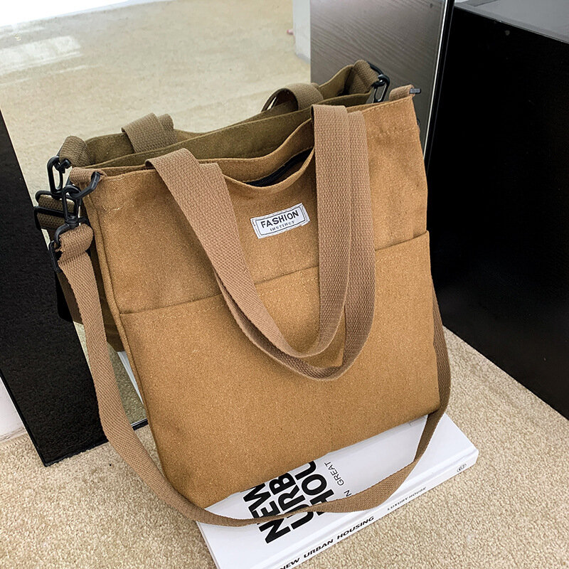 Shoulder Bag Canvas 2023 Unisex New Trend All-match Crossbody Bag Student Daily Casual Vacation Travel Solid Color Storage Bag