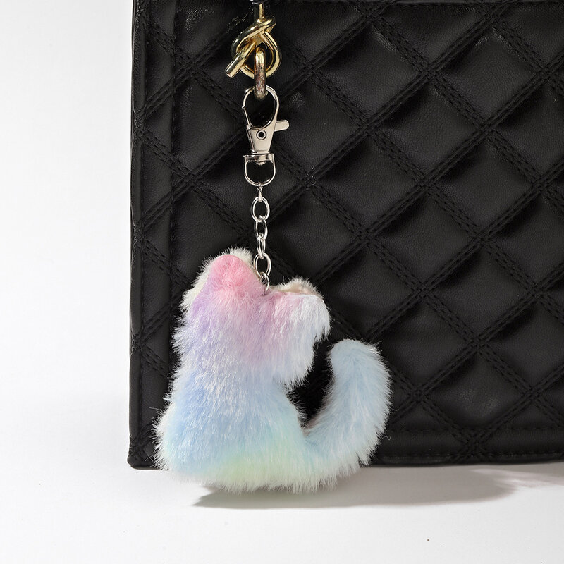 Schattige Gradiënt Kleurrijke Liefde Pluche Sleutelhanger Vlinder Cat Star 'S Bag Backpac Hanger Auto Accessoires
