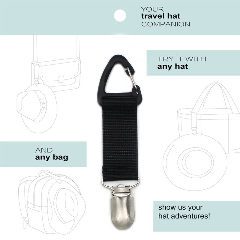 Clipe chapéu para viajar pendurado na bolsa, mochila, bagagem para crianças e adultos