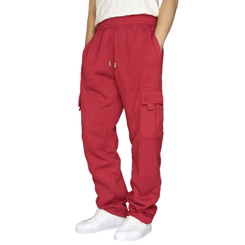 Pantalones de chándal para hombre, Pantalón Cargo de cintura elástica, cómodo, holgado, sólido, talla grande