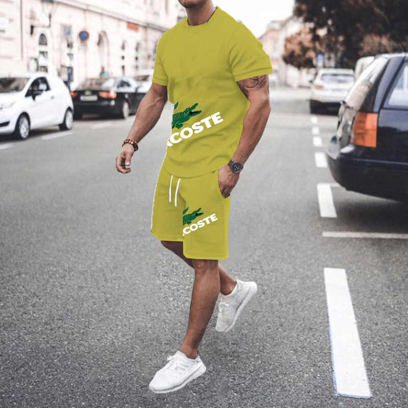 2024 new men's sportwear short-sleeved T-shirt and sports shorts Summer casual jogging pants set men's two-piece 6XL plus size m
