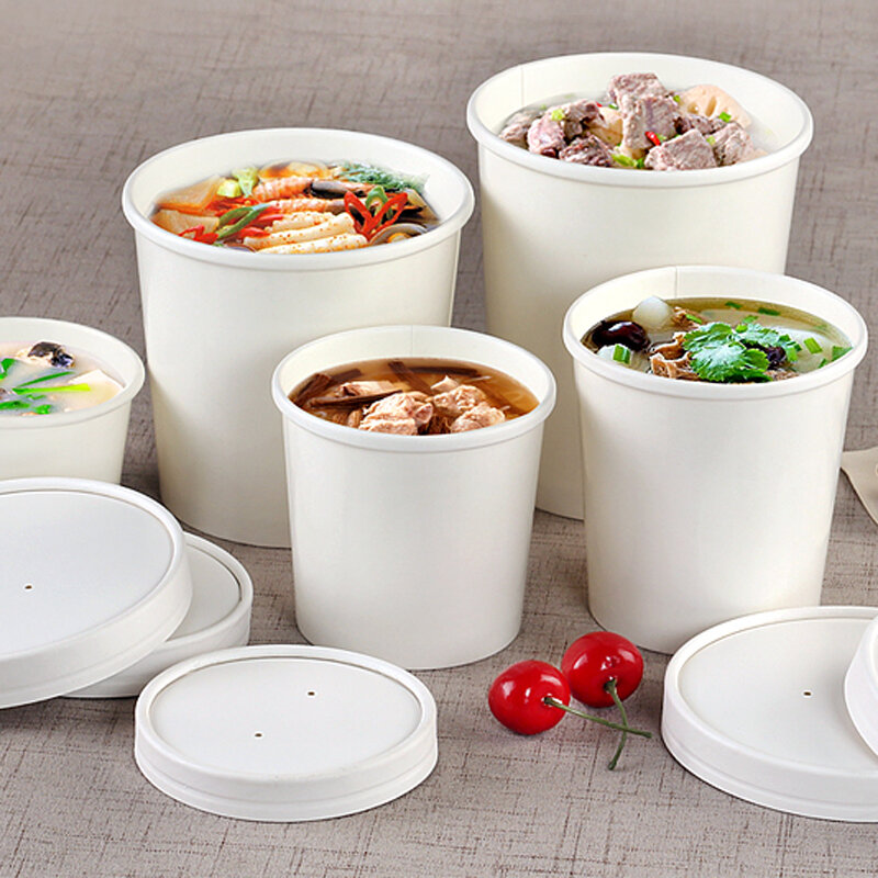 친환경 일회용 크래프트 종이 샐러드 과일 수프 그릇, 500 750 1000 1090, 1200ml 종이 그릇, 식품 포장 공동, 맞춤형 제품