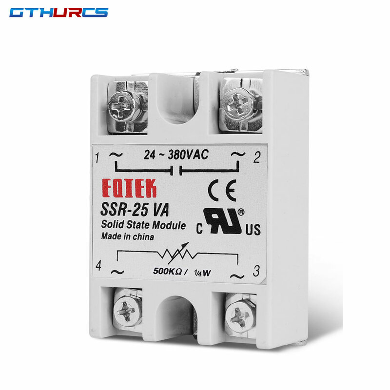 SSR 10VA 25VA 40VA Regulator Tegangan Relay Solid State 24-380V Output AC dengan Potensiometer 10A 25A 40A