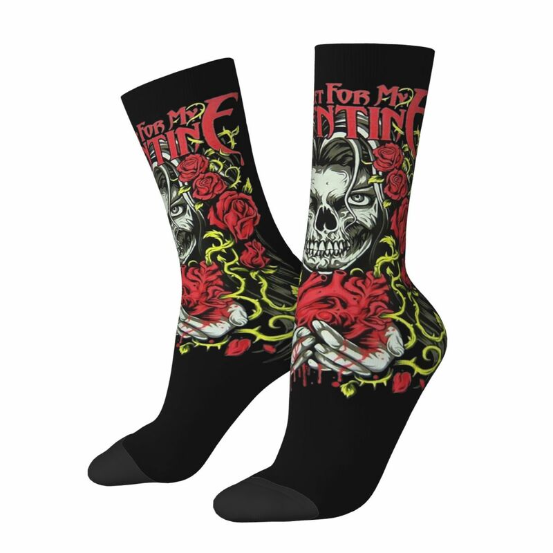 Autumn Winter Funny Unisex Bullet For My Valentine Roses Heart Socks Metal Music Breathable Crew Socks