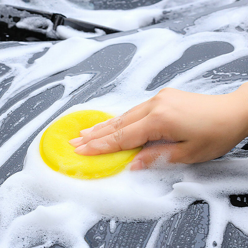 5-50Pcs Car Round Polishing Pad Waxing Sponge Yellow Car Foam Sponge Wax Applicator Car Detailing Tool Auto Cleaning Accessories