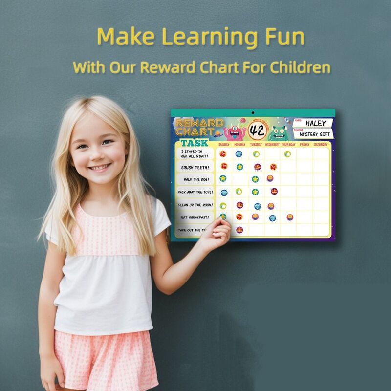 Cartoon Behavior Reward Chart Tear Sheet Whiteboard Kids Behavior Chart Perforation Motivation Stickers Magnetic Routine Form