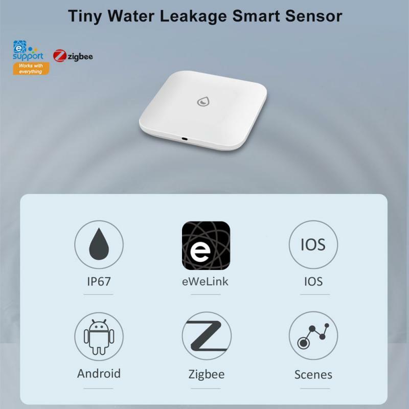 Nowy inteligentny czujnik wody eWelinK Mini Zigbee, aplikacja do ochrony przed bezpieczeństwo w domu, czujnik wycieku wody, wymagany Hub
