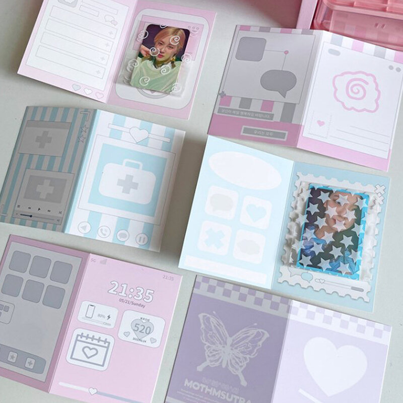 10 sztuk koreańskich małych kart składanych na karty wyjściowe kartonowa karta ochronna koreańska kartka z życzeniami składana papier kartonowy materiał