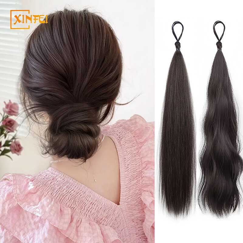 Synthetic Wig Hair Bundle Women's Increase Hair New Style Self-winding Chignon Low Tied Ponytail Fluffy Highlights Hairstyle