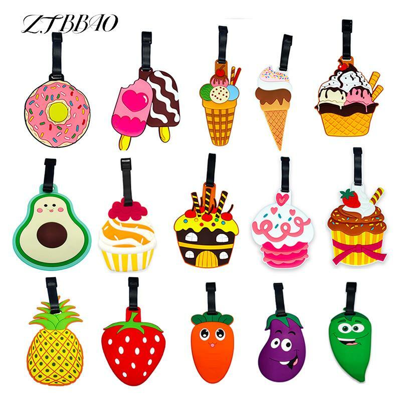1PCS Creative Food Fruit PVC Luggage Tags Travel Accessories Portable Luggage Tags Baggage Boarding Portable Label