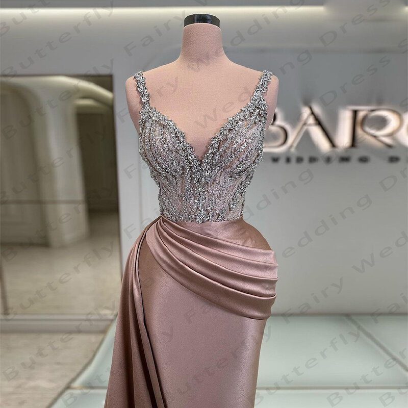 Женское винтажное платье с юбкой-годе, элегантное вечернее платье с кружевом и бисером, на бретелях-спагетти
