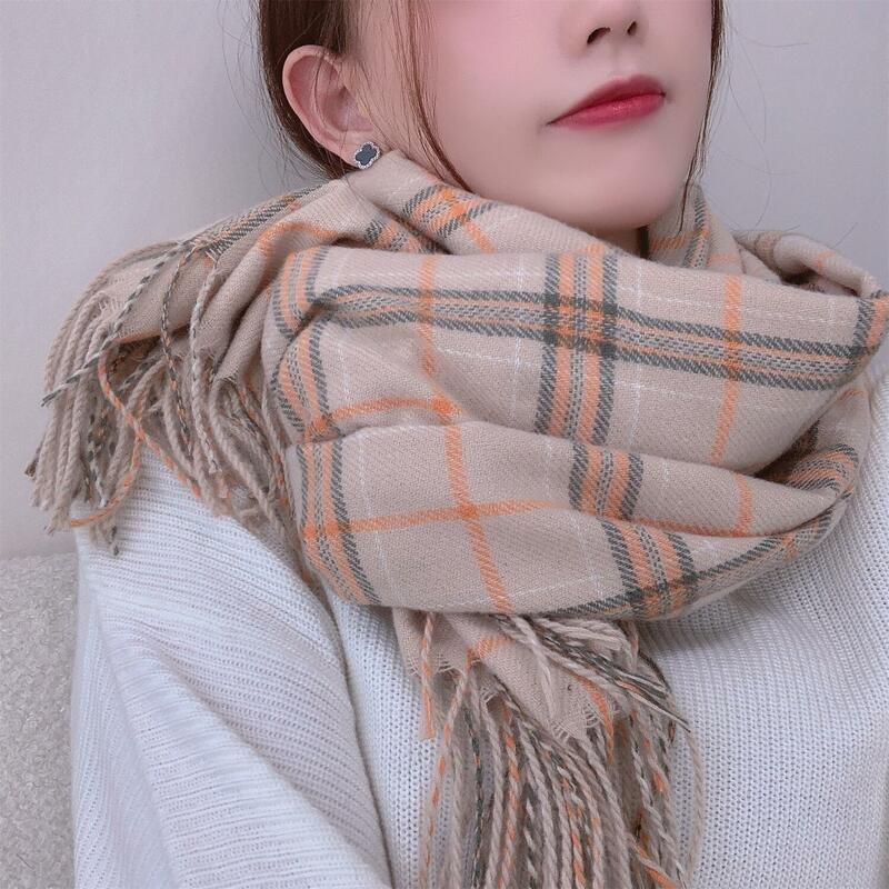 Autumn and winter long scarves for female winter students Christmas imitation cashmere college versatile  Checkered shawl