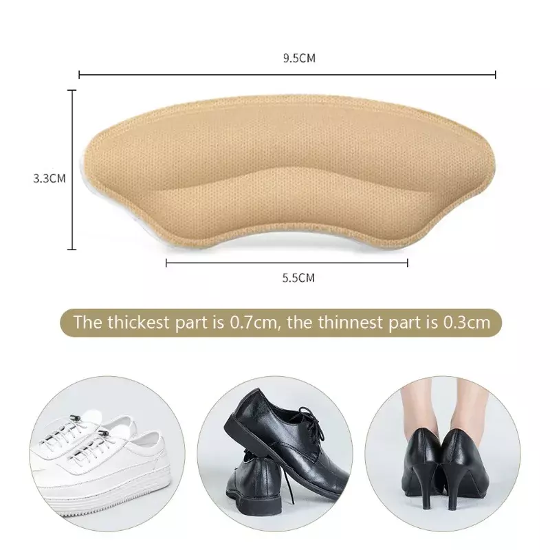 4Pairs Anti-Wear Soft Sports Heel Inserts Self Adhesive Protection Patches Shoe Size Modification Tool Feet Pads for Heels