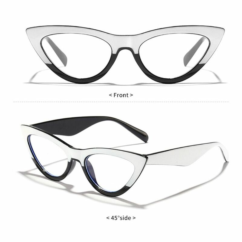 Kacamata cermin pesawat anti-cahaya biru, kacamata komputer tanpa derajat trendi bingkai transparan mata kucing untuk pria dan wanita