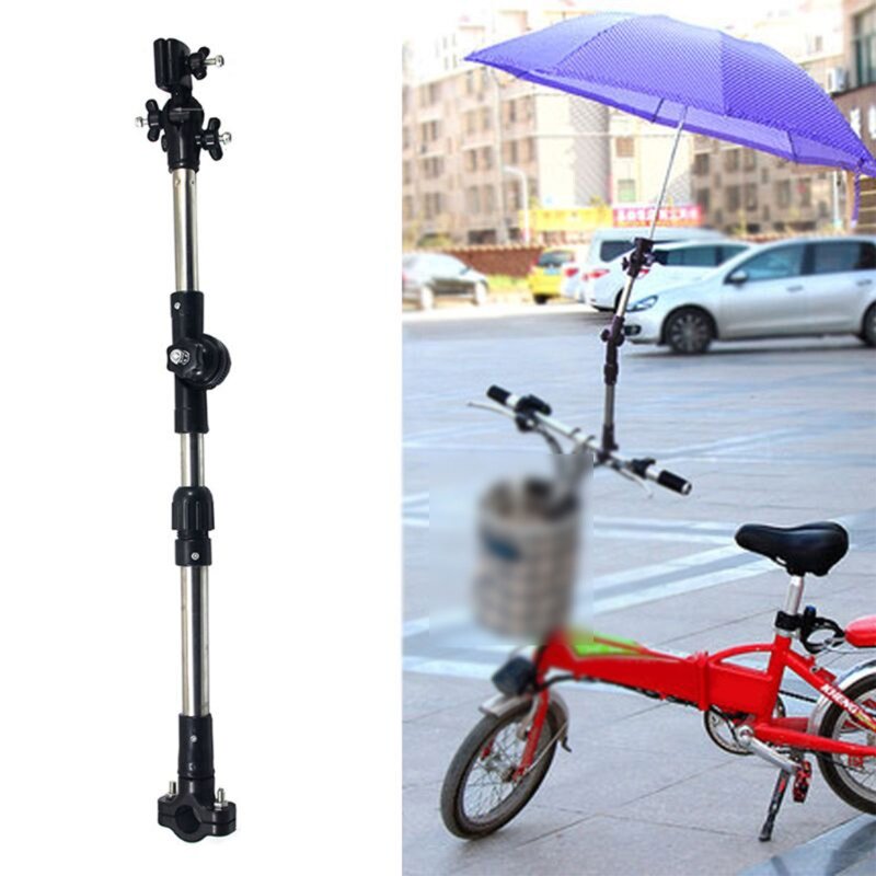 77HD 조정 가능한 유모차 우산 홀더 텔레스코픽 선반 자전거 커넥터 야외 여행용 액세서리 방풍 방수