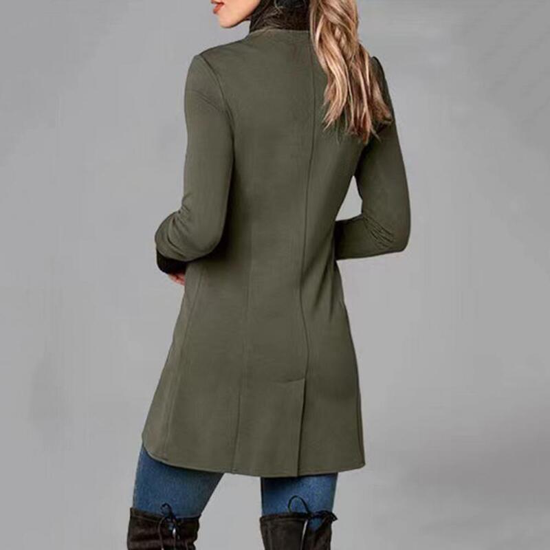 Campuran elegan untuk wanita, jaket ramping lengan panjang mode jalanan kerah lipat baru musim gugur musim dingin 2023