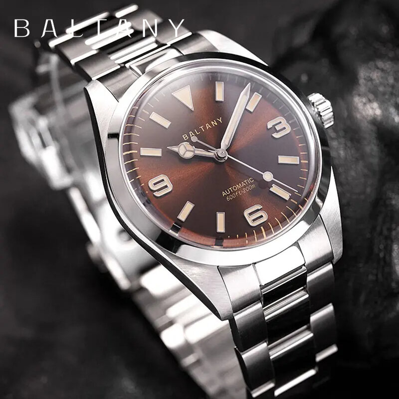 นักสำรวจ baltany จ่ายส่วยให้กับนาฬิกากลไกของผู้ชายแซฟไฟร์เกรดชั้นนำสแตนเลสสตีล200ม. กันน้ำและเรืองแสง F